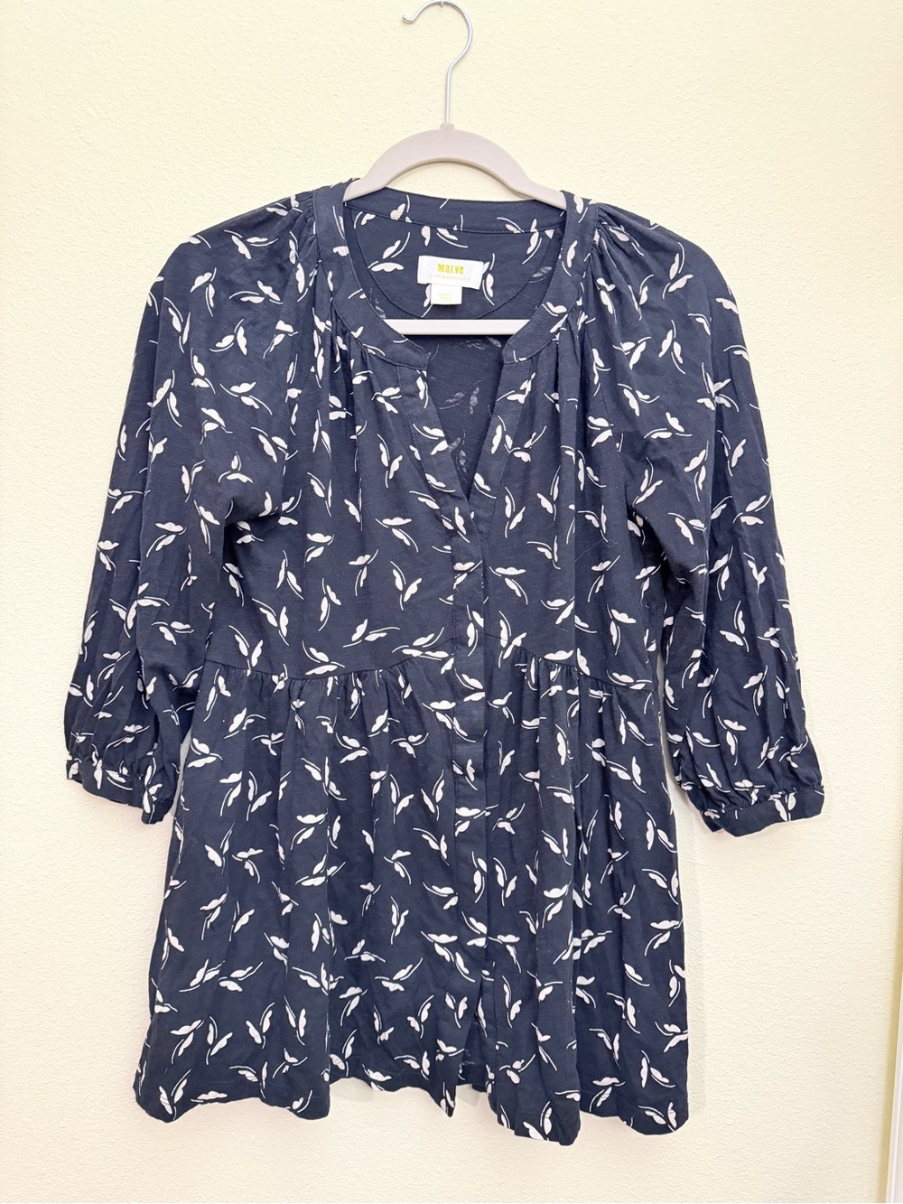 Anthropologie Maeve Button-Down with Leaf Motif